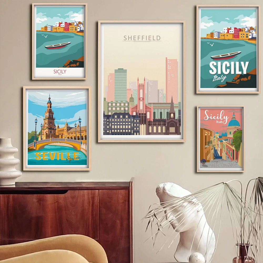 

Настенный плакат Sheffield с принтом Skyline Sheffield, Постер для спальни, домашний декор