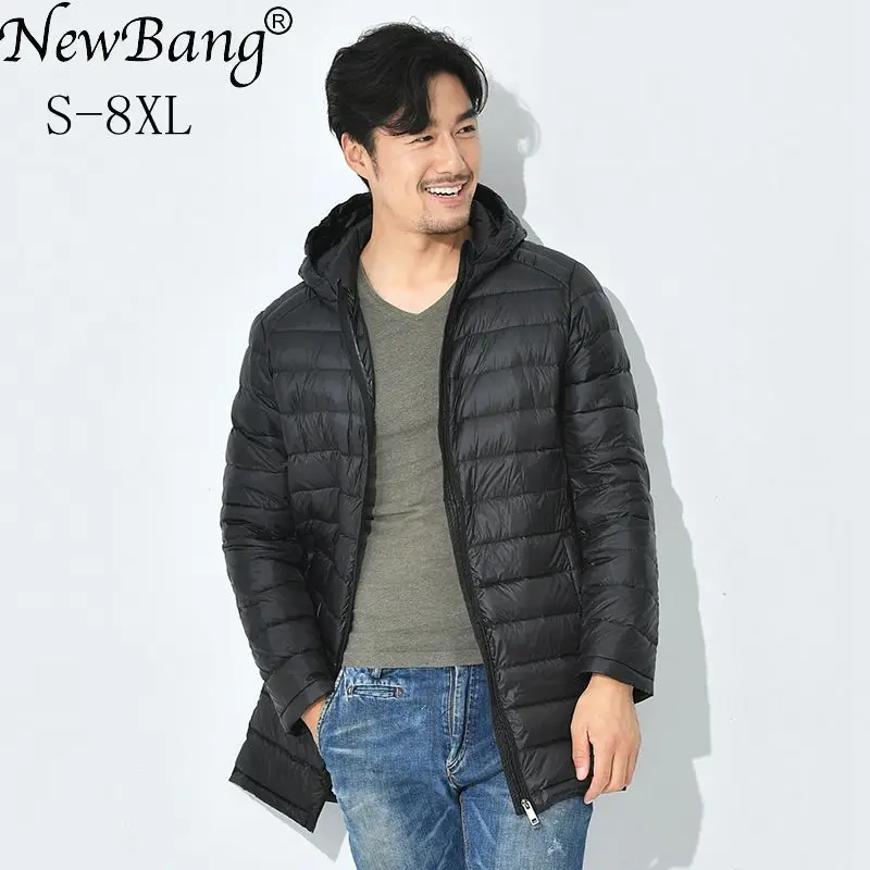 NewBang 7XL 8XL зимняя длинная куртка на утином пуху Мужская парка с перьями Ультра