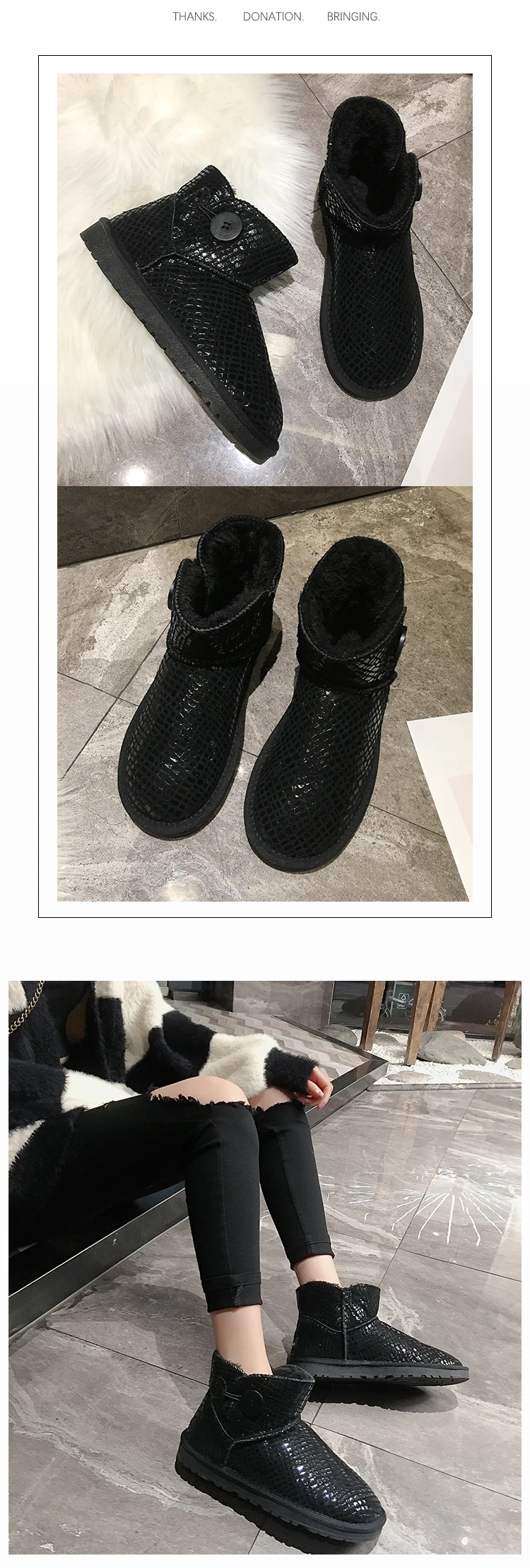 Women's shoes snow boots new winter fashion thickening plus velvet sequin cloth short boots cotton shoes