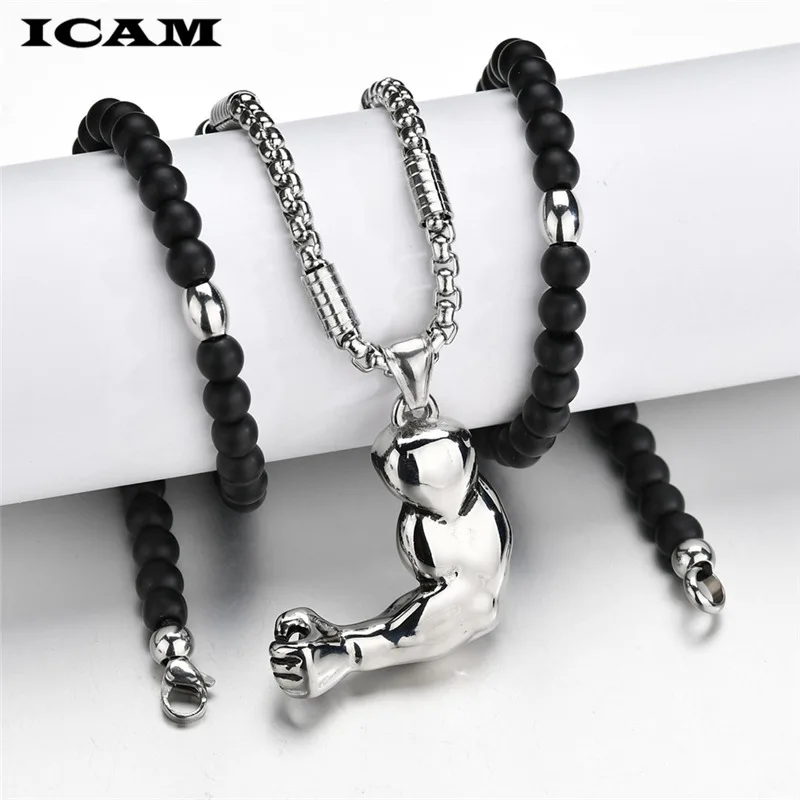 ICAM Шарм фитнес мужской модельное ожерелье Панк серебро цвет цепи Бодибилдинг