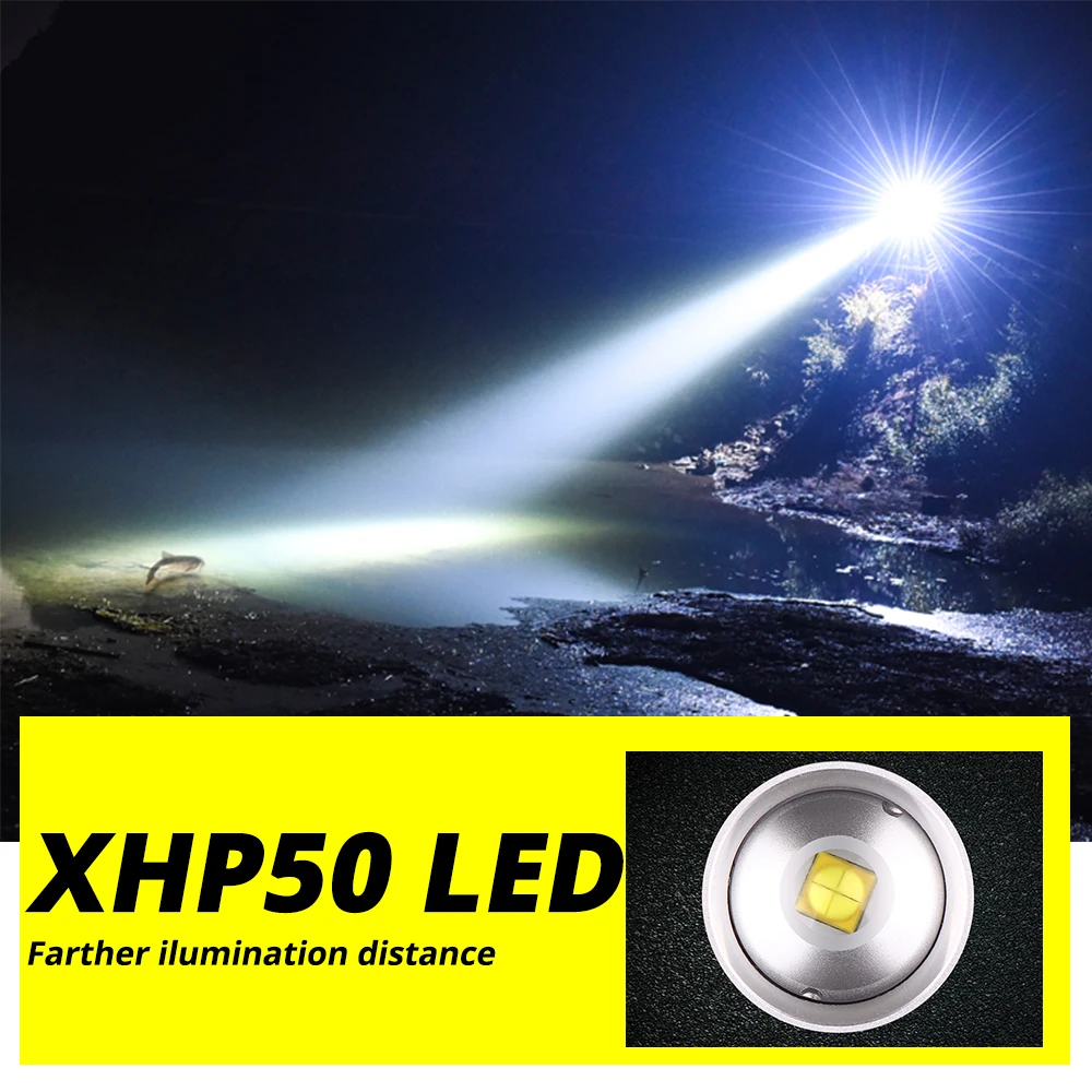 Мощный светодиодный фонарик 3* XHP50 Водонепроницаемый зум Linterna светодиодный тактический фонарь питание от 18650 или 26650 батареи для наружного, кемпинга