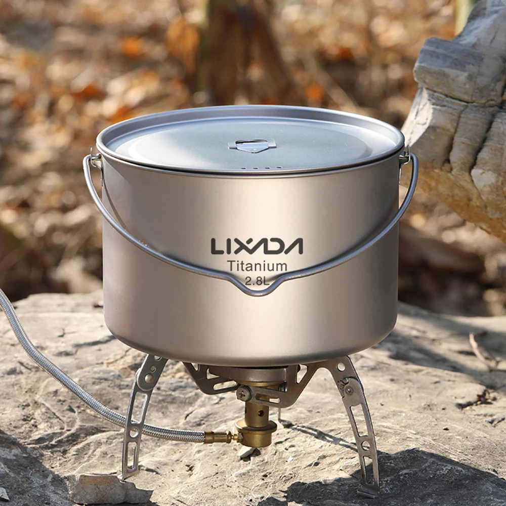 Lixada 2.8L титана Кемпинг горшок Открытый подвесной Портативный Пикник чашка для