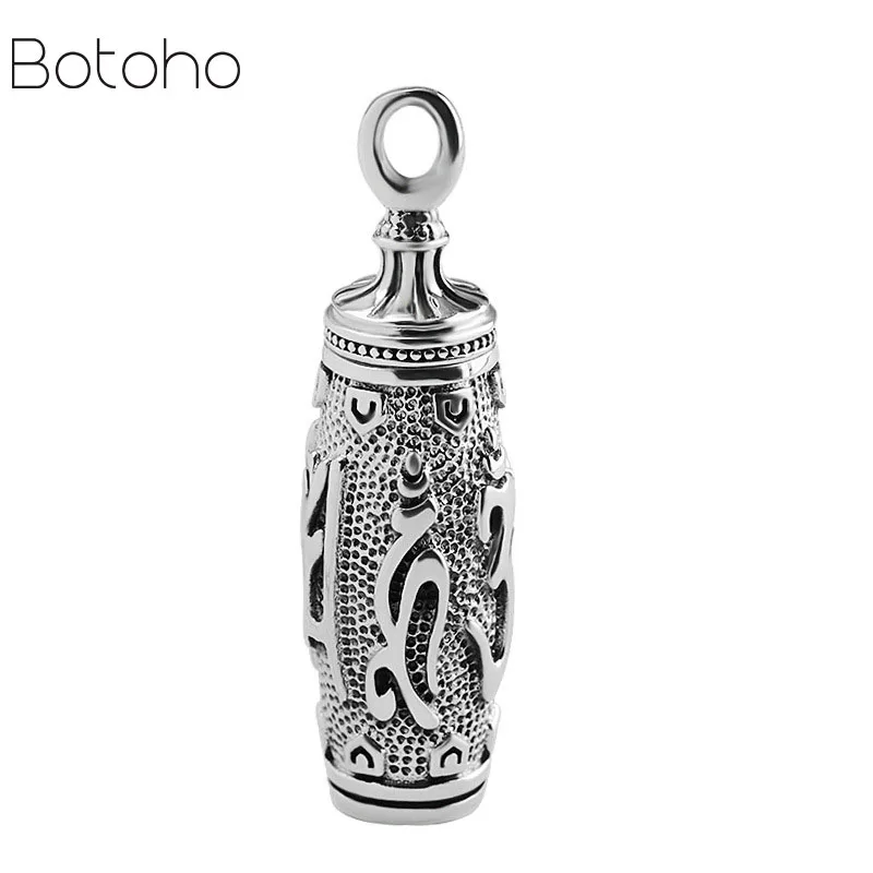

Real 925 Sterling Thai Silver Buddhism Gaudencio Openable Box Pendant without Chain Men Handmade Mantra Jewelry Tonneau