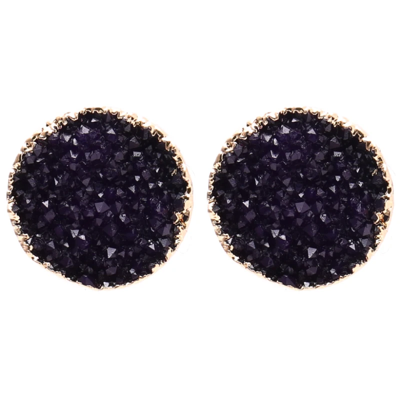 Badu круглые серьги гвоздики для девочек геометрические с кристаллами в виде рок