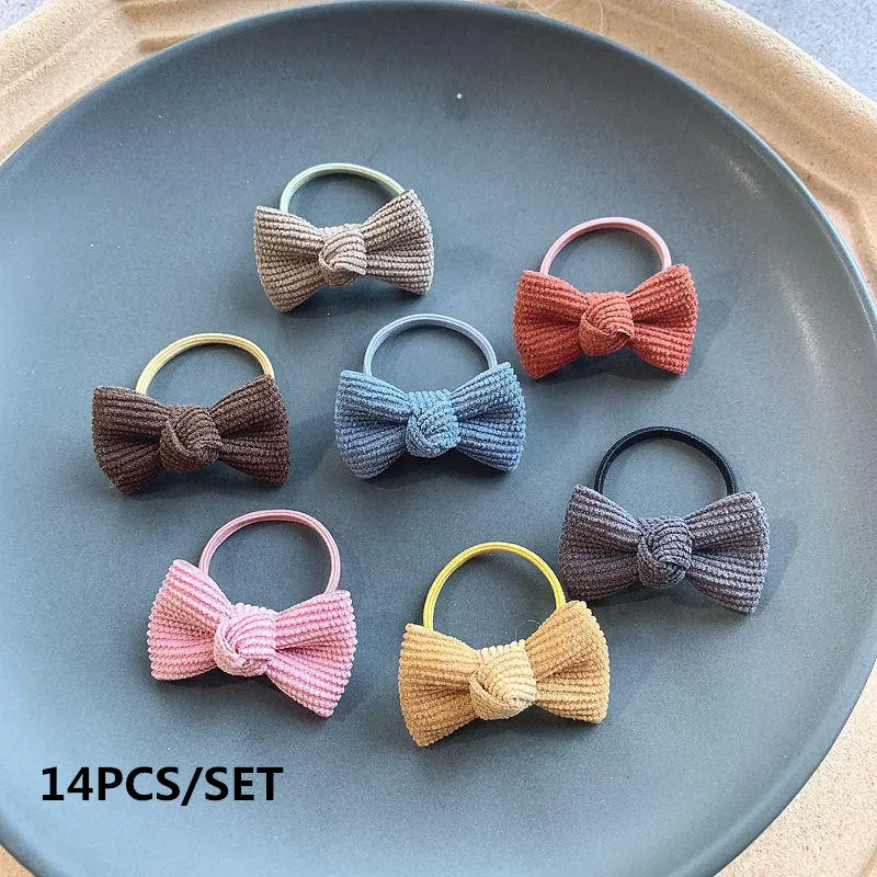 B-14PCS 2/14 шт. детские вельветовые 4,5 см заколки для волос резинки Заколки для волос для девочек, детей дошкольного возраста, женские аксессуары для волос - Цвет: B-14PCS