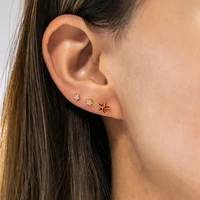 lost lady new ins inlaid colorful zircon earrings cute gold plated zircon stud earrings for women girls fashion piercing jewelry