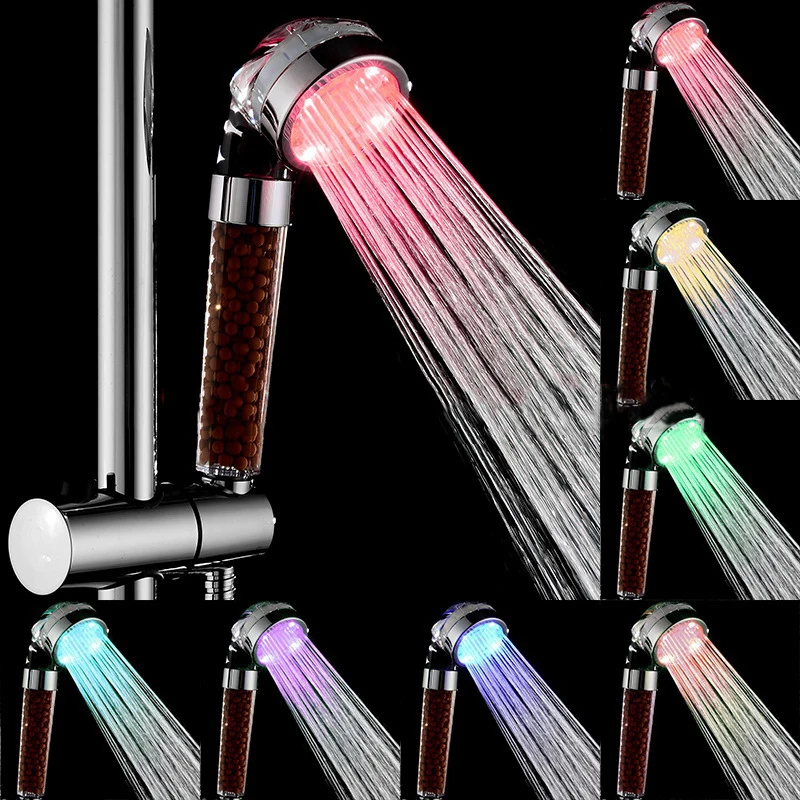 Светодиодная насадка для душа с контролем температуры воды одиночный/RGB свет