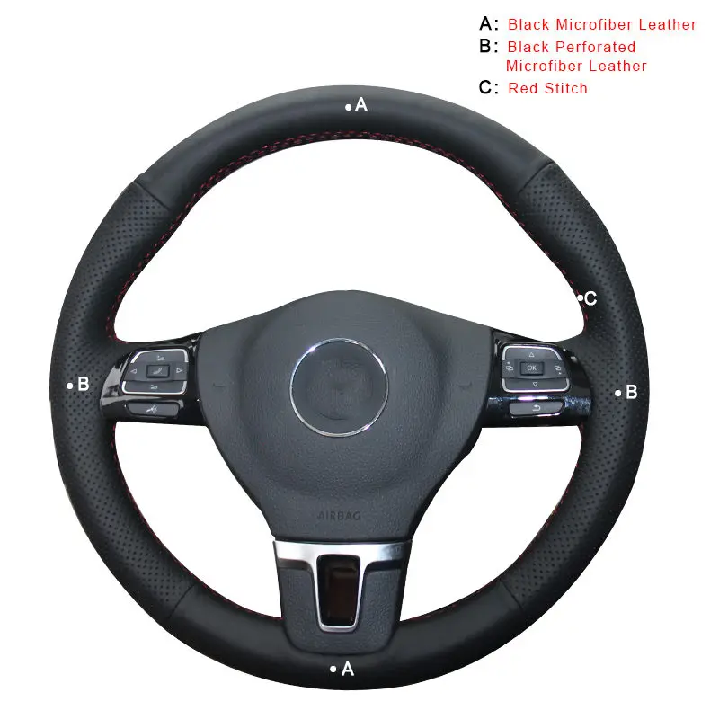 Microfiber Leather Авто оплетка на руле Крышка для Volkswagen VW Golf Tiguan Passat B7 Passat CC Touran Jetta Mk6 автомобильные чехлы автостайлинг - Название цвета: Microfiber Leather