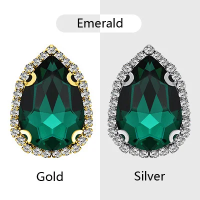 emerald Стразы с каплевидными камешками 10x14 мм, разноцветные блестящие кристаллы, стеклянные камни, отделка без горячей фиксации, пришивные стразы для одежды - Цвет: emerald