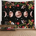 Настенный гобелен в стиле хиппи с Луной и звездами
