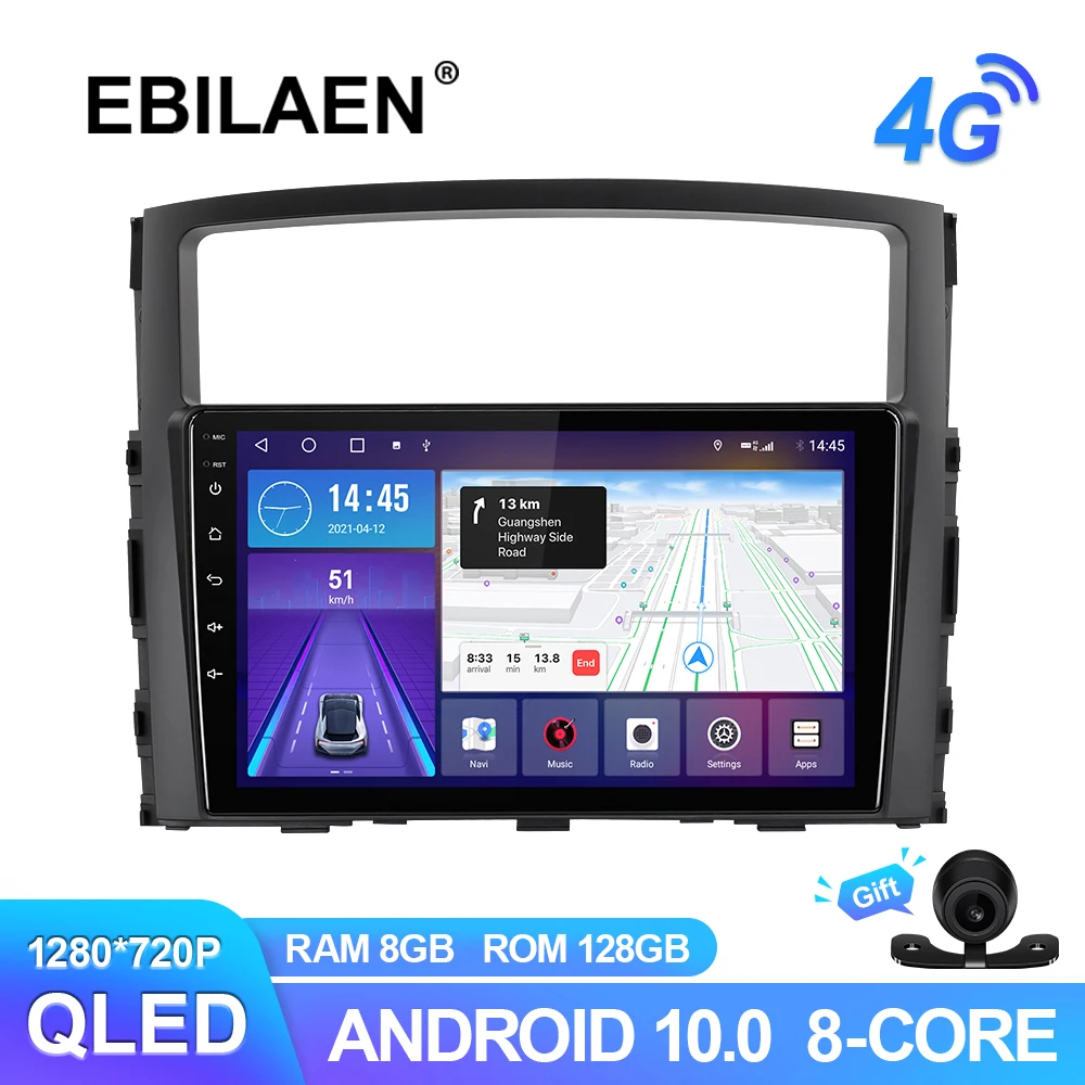 $74.37 EBILAEN Multimedia Car Radio For Mitsubishi Pajero 4 V80 V90 2006-2014 Android 10.0 GPS Navigation Wireless Carplay QLED Camera