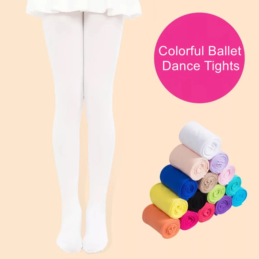 

Hot Sale Candy Colorful Children Pantyhose Beautiful Ballet Dance Tights For Girls Autumn Kids Velvet Stocking White Solid Socks