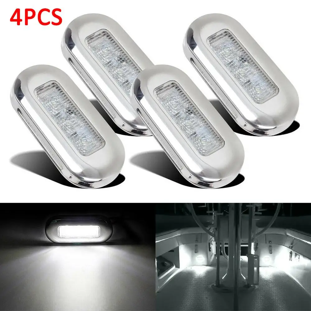 

4x 3 LED LED Boat Stair Deck Side Marker Light Courtesy Lights Indicator Turn Signal Lighting Taillights For Marine Trailer