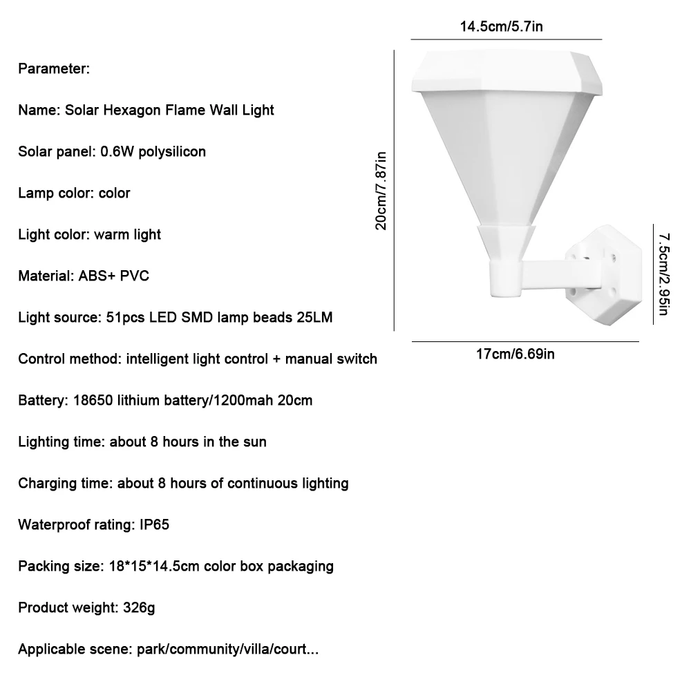 

IP65 Solar Flame Effect Light LED Wall Lamp For Garden Decoration Flashing Wall Lamp Solar Lamp For Garden Yard Lighting