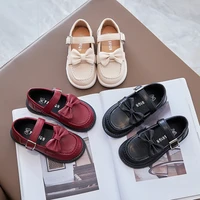 new girls bow knot princess leather shoes spring autumn 2022 kids soft bottom shoes children leisure flats cute sweet all match