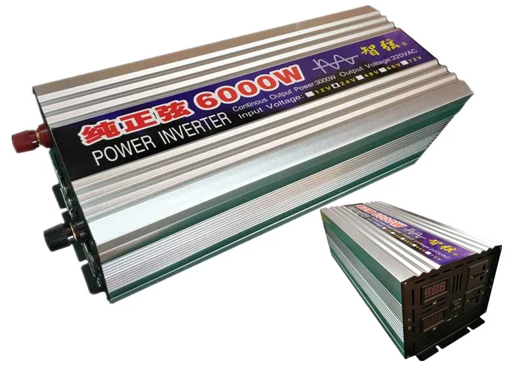 Чистый синусоидальный инвертор 12V24V48V60V до 220V 5000W 6000W Автомобильная домашняя солнечная энергия