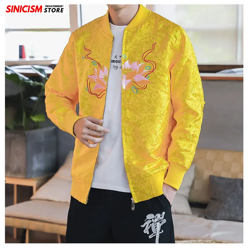 Sinicism Store мужская куртка-бомбер в китайском стиле, Мужская свободная модная уличная одежда, мужская осенняя куртка с вышивкой, большие размеры