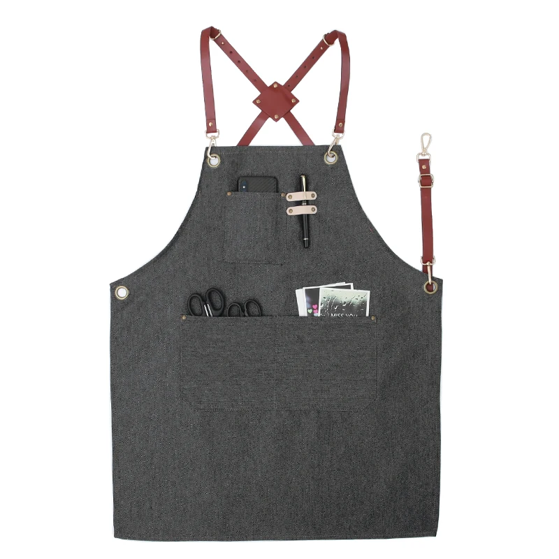 Coffee tea shop apron florist barber Japanese style restaurant bar denim aprons male men and women print logo | Дом и сад