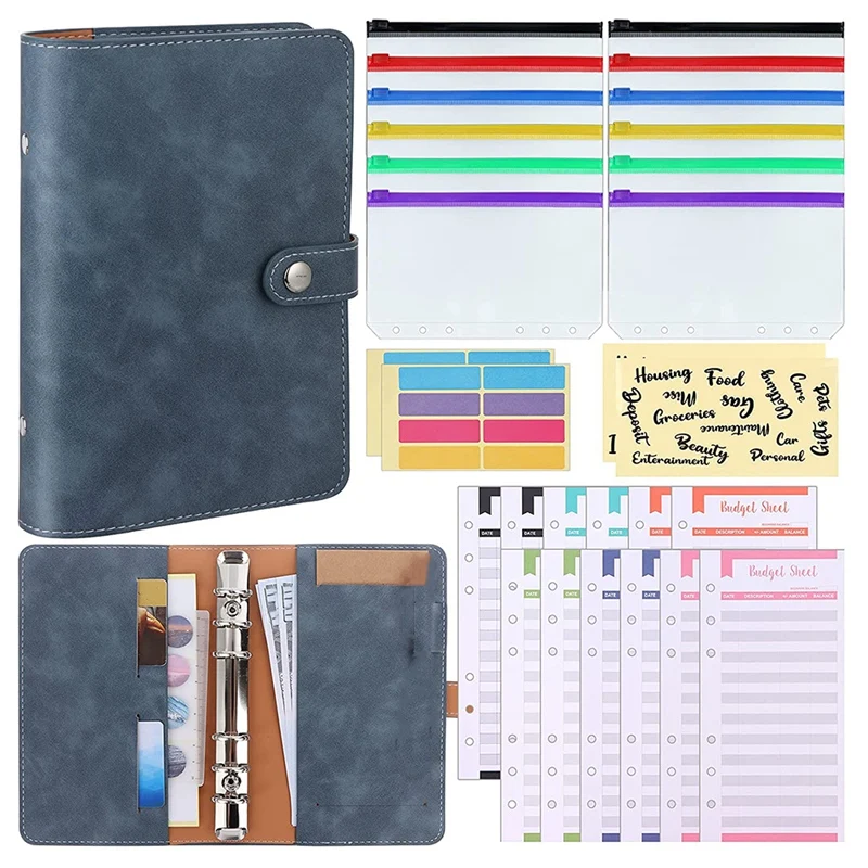 

Budget Binder A6 PU Leather Notebook Binder Cash Envelopes for Budgeting Cash Envelope Binder for Home,Office,Meeting