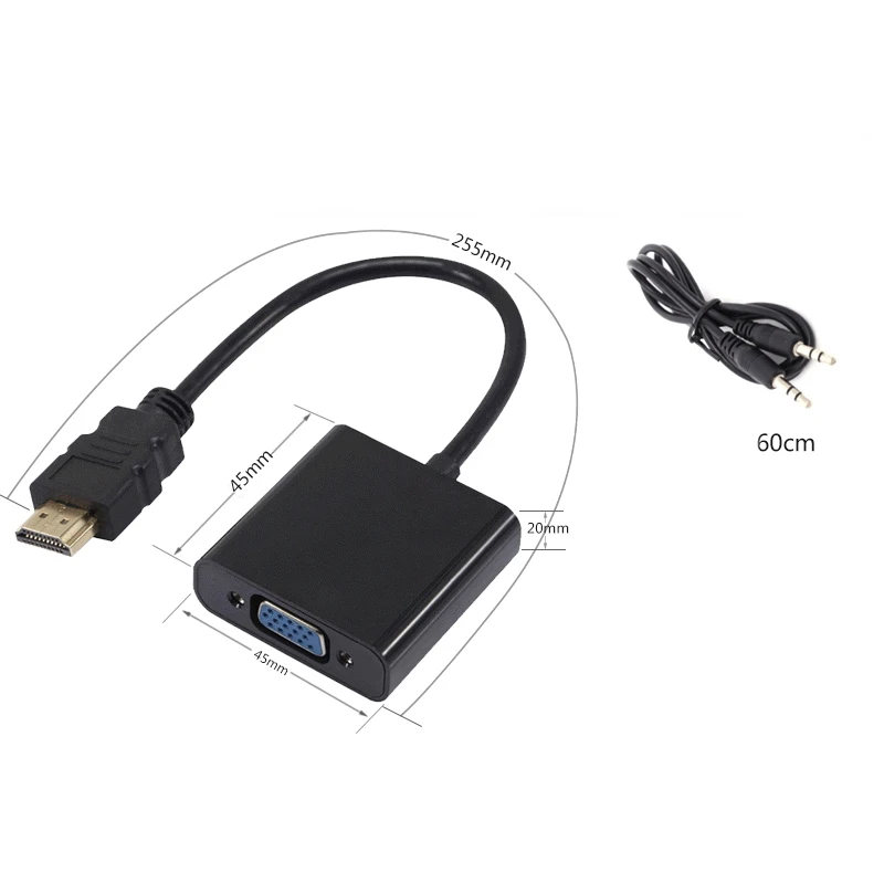 Адаптер hdmi-vga кабель Hdmi штекер вставной конвертер для vga с 3 5 мм аудио 1080P HD tv xbox PS3 PS4