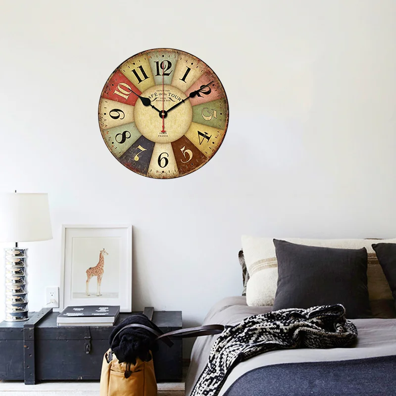 30cm Home Creative Decoration Wooden Retro Wall Hanging Clocks Living Room Decor Quartz Clock Drop Shipping | Дом и сад
