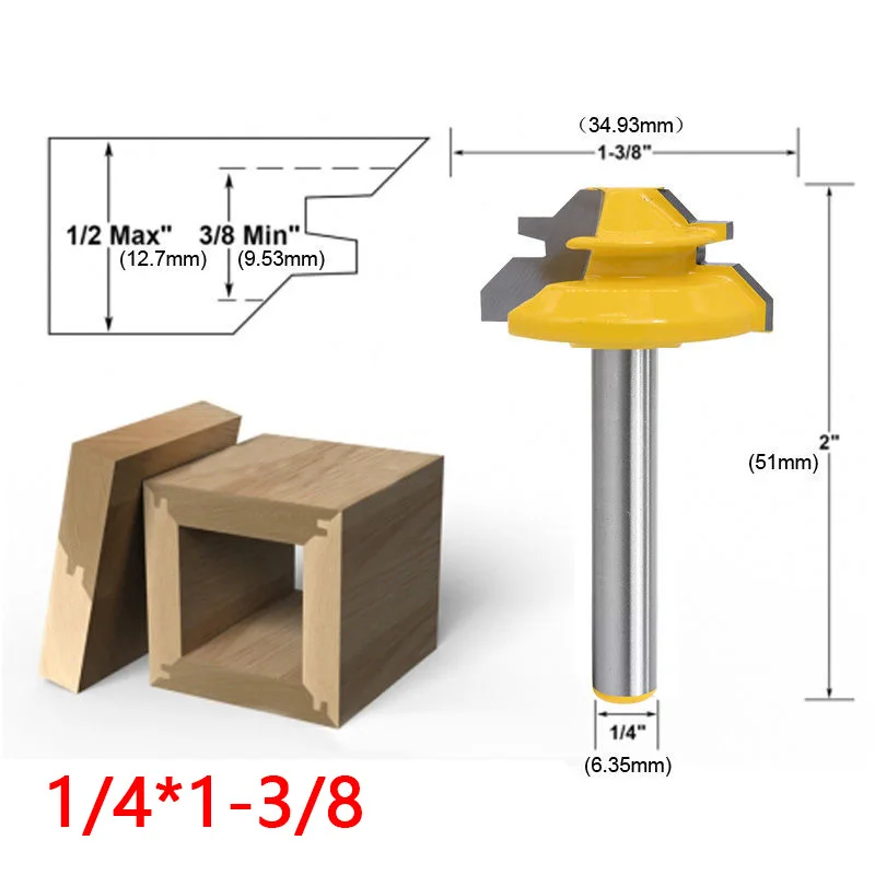 1 шт 45 градусов Концевая фреза для создания соединений в Ус с врезкой 1/4