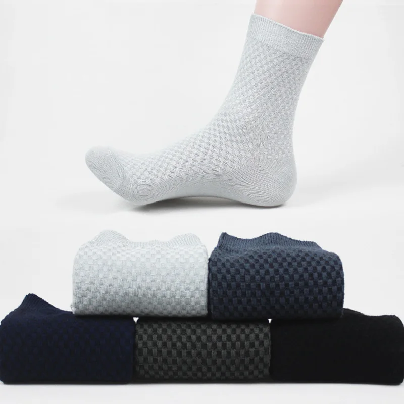 

5 Pairs/lot Men's High Quality Bamboo Fiber Socks Soft Breathable Casual Male Black Business Compression Long Socks Plus Size