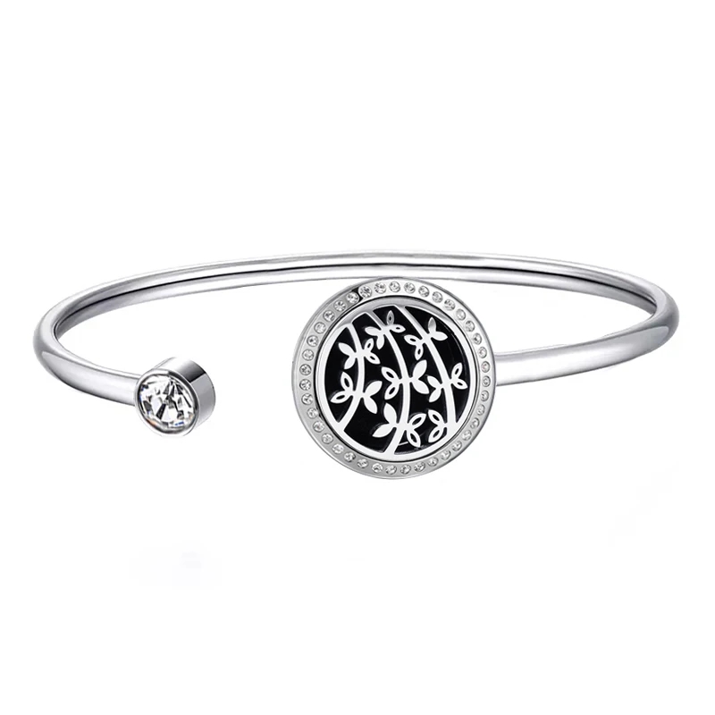 20mm with crystals 20 мм магнит лотоса может вихнуть вверх и вниз аромат медальон из нержавеющей стали браслет распылитель эфирных масел браслет с Медальоном(Прямая поставка - Окраска металла: 20mm with crystals