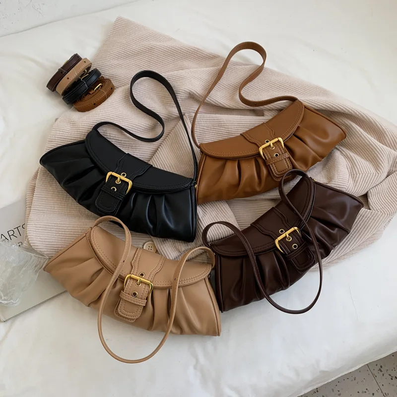 

[New on September] One Shoulder Underarm Bag 2021 New Pleated Clouds Half Moon Dumpling Bag Crossbody Elegant Women's Bag