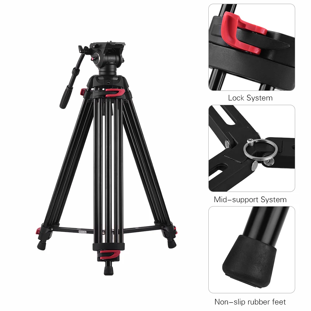 Штатив Andoer для профессиональной фотосъемки алюминиевая гидравлическая головка