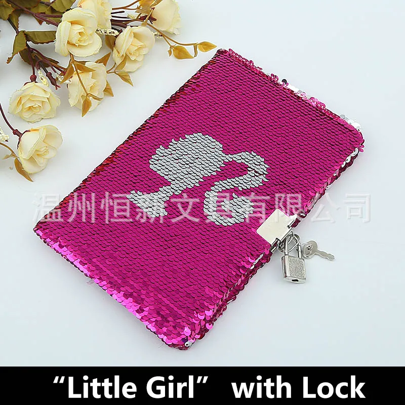 Girl with Lock Бабочка с блестками, дневник с замком, А5, блокнот для леди, бумага, блестящий блокнот, офисный блокнот, канцелярские принадлежности, сделай сам, записная книжка, s - Цвет: Girl with Lock