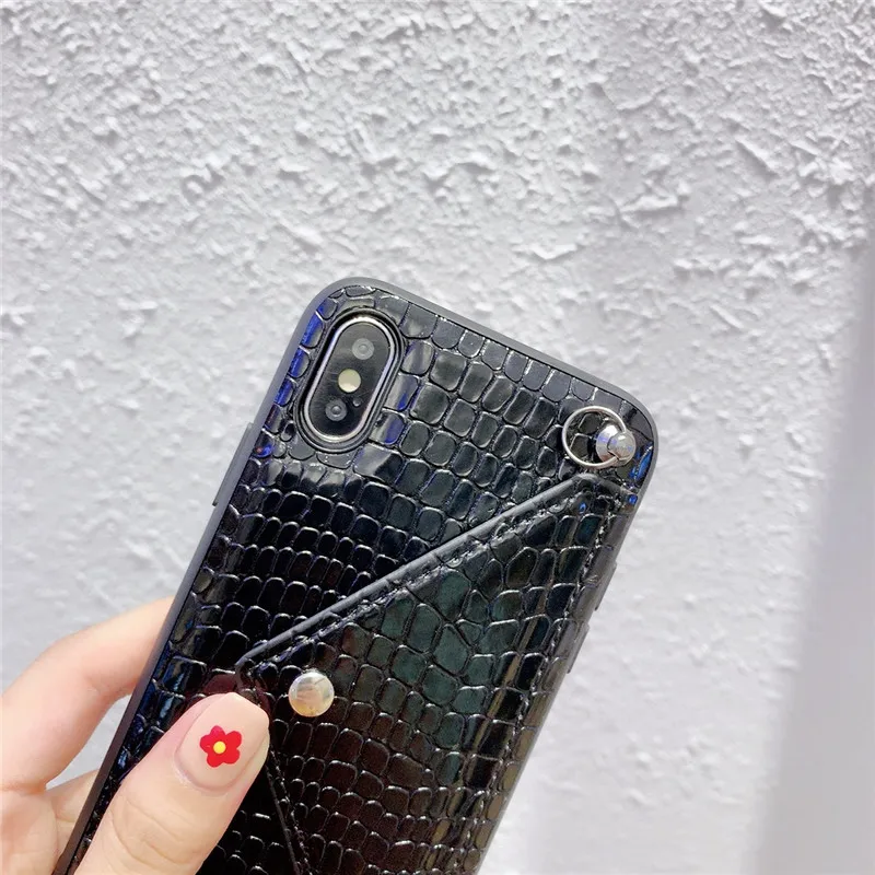 Чехол кошелек с длинной цепочкой для телефона iPhone 12 11Pro XS Max 7 8 6 6S Plus X XR текстурный