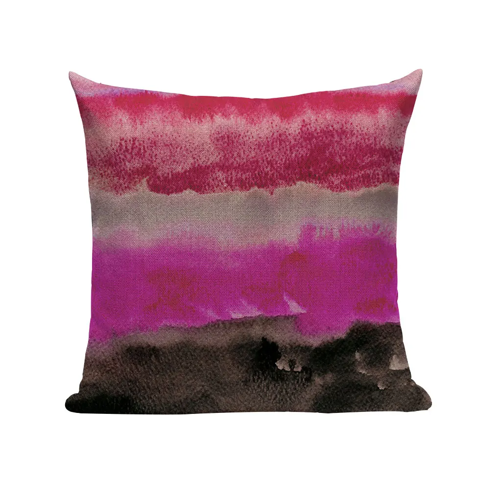 Льняная наволочка с абстрактным искусством акварельная волнами и полосками