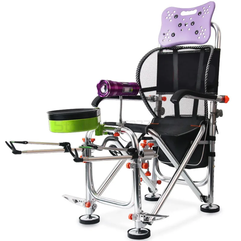 구매 낚시 의자 다기능 휴대용 낚시 의자 모든 지형 Reclining 플랫폼 낚시 의자 두껍고 접힌