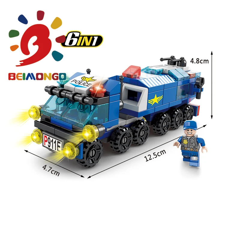 Бесплатная доставка! Строительные блоки BEIMONGO Mini LPolice 147 шт. мини-блоки 6 в 1 умные