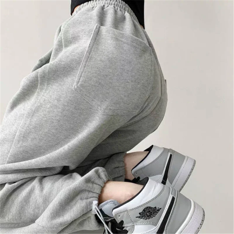 

Серые спортивные штаны, женские летние тонкие прямые свободные утягивающие повседневные укороченные брюки с широкими штанинами, модные