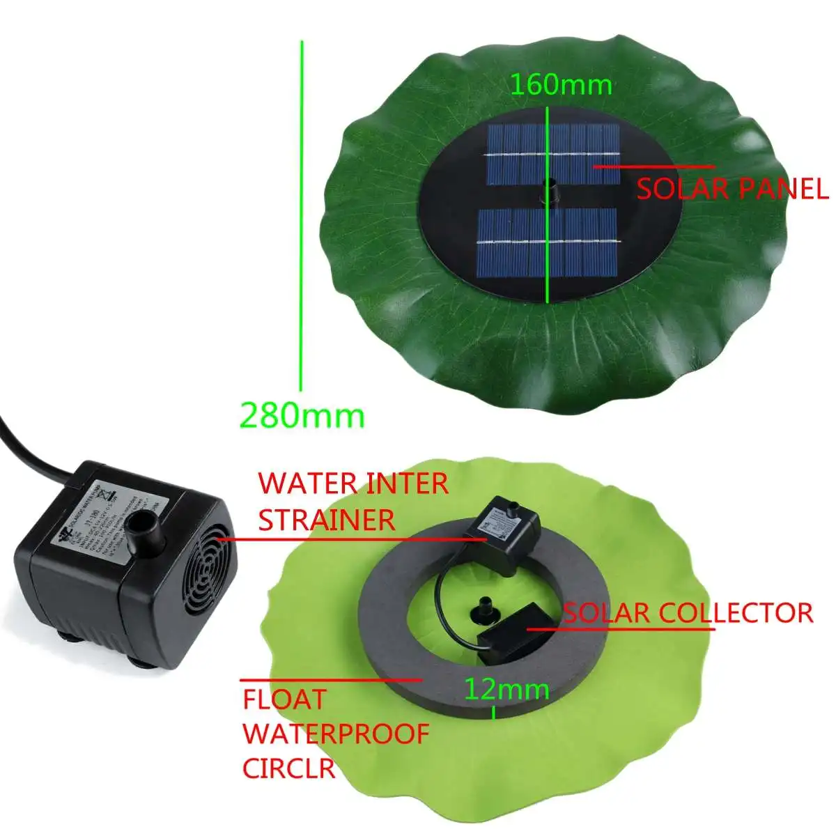 

Mini Solar Powered Fountain Garden Pool Pond Solar Panel Floating Fountain Garden Decoration Water Fountain