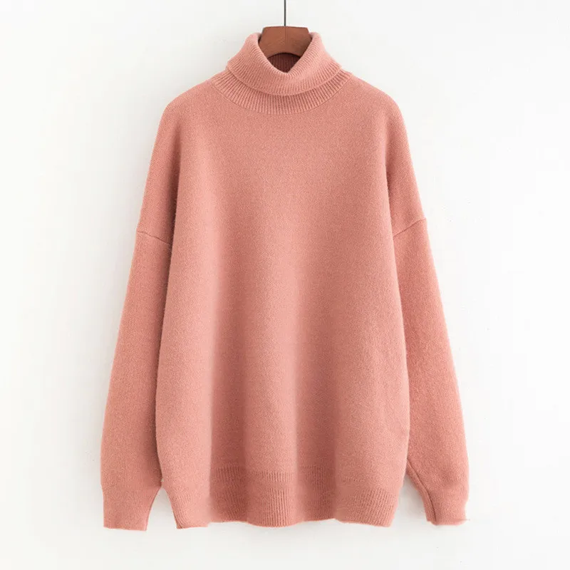 

2020 Women Basic Turtleneck Sweater Autumn Winter Thick Warm Woman Pullovers Elegant Loose Casual Female Jumper Knitwear m735