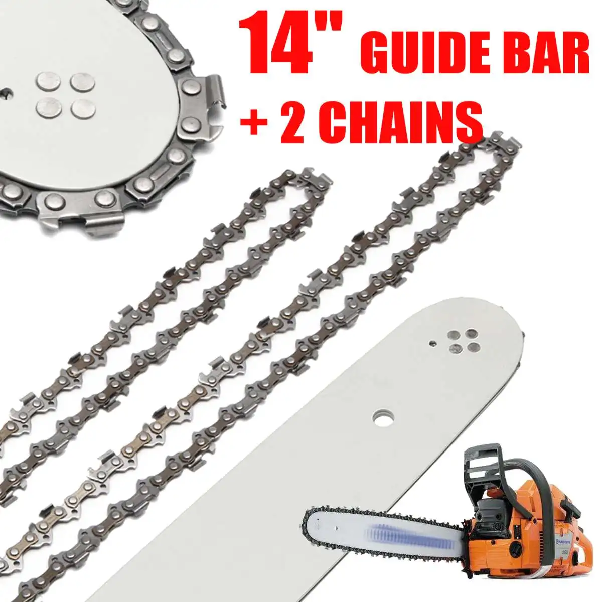 

14 Inch Chain Saw Guide Bar with 2pcs Chains for STIHL 017 MS170 MS171 MS170/MS180/MS230/MS250 All Types Steel