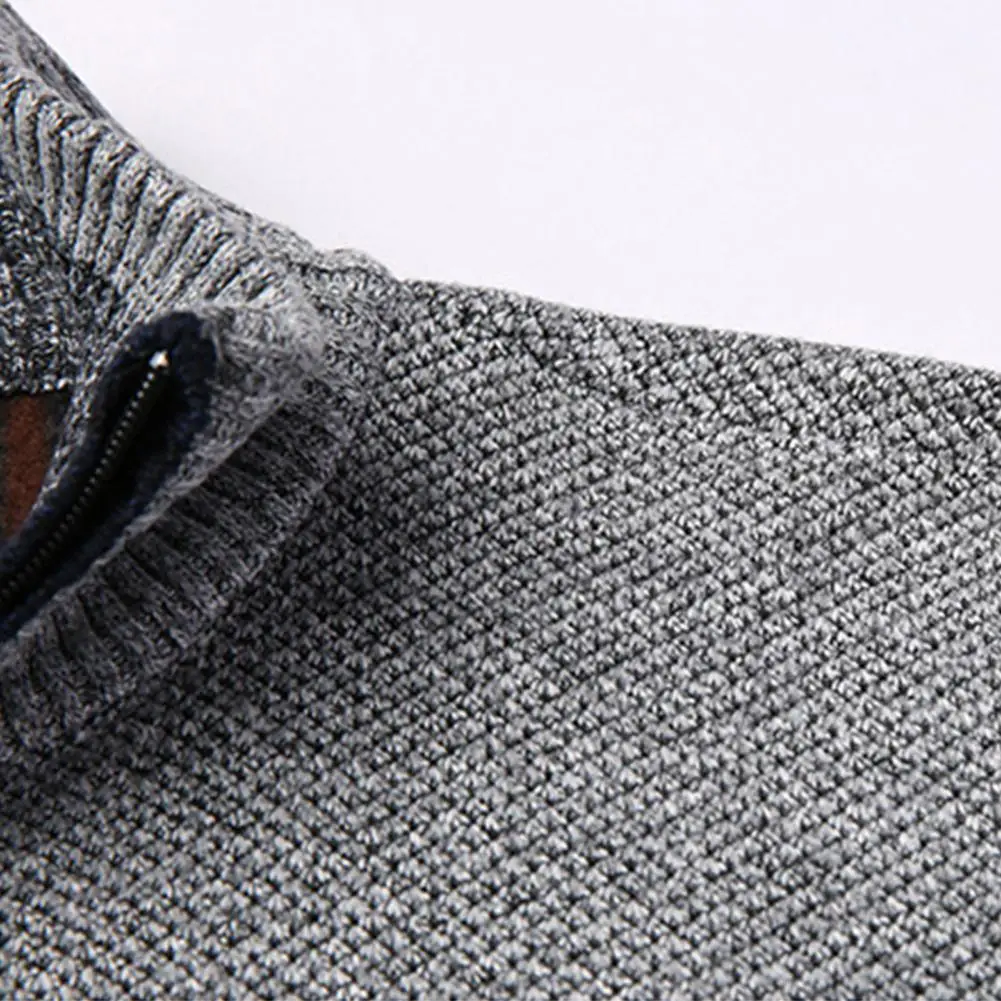 

Men Winter Thick Knitted Sweater Coat Long Sleeve Stand Collar Zipper Jacket