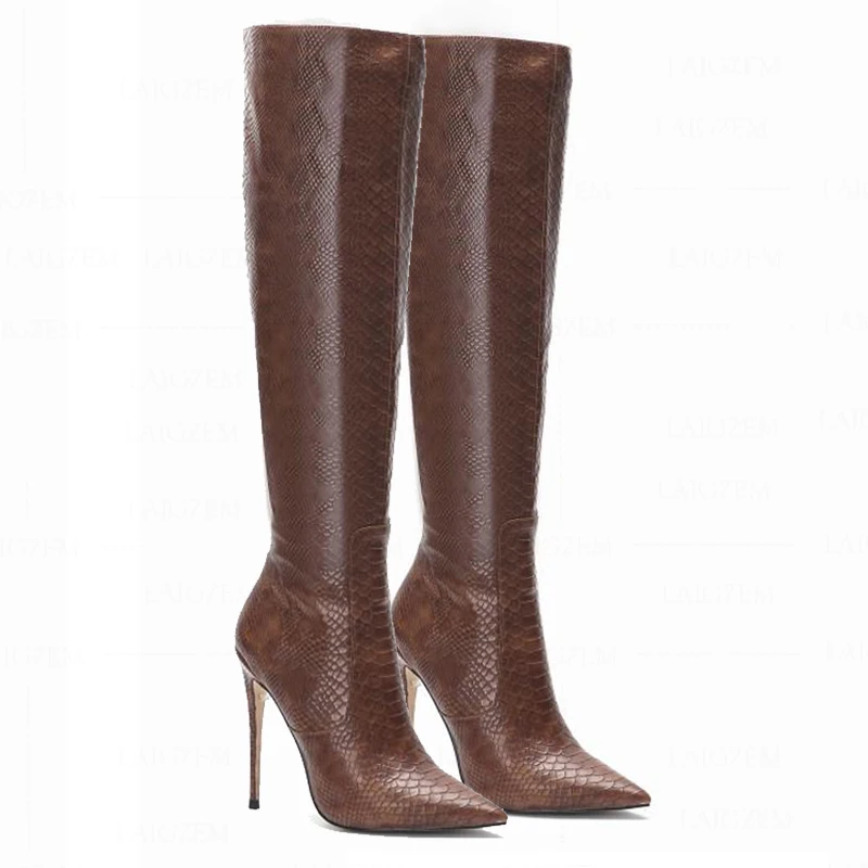 LAIGZEM Для женщин сапоги до колена на высоком каблуке Женские туфли с боковой