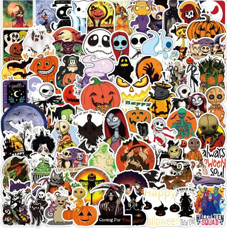 

10/30/50/100pcs Halloween Theme Series For Snowboard Laptop Luggage Fridge Car- Styling Vinyl Decal Home Decor Stickers