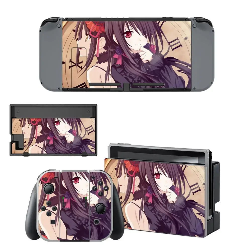 Аниме милая девушка Tokisaki Kurumi скины для nintendo переключатель кожи наклейка для nintendo Переключатель консоли Joy-Con наклейки на регулятор