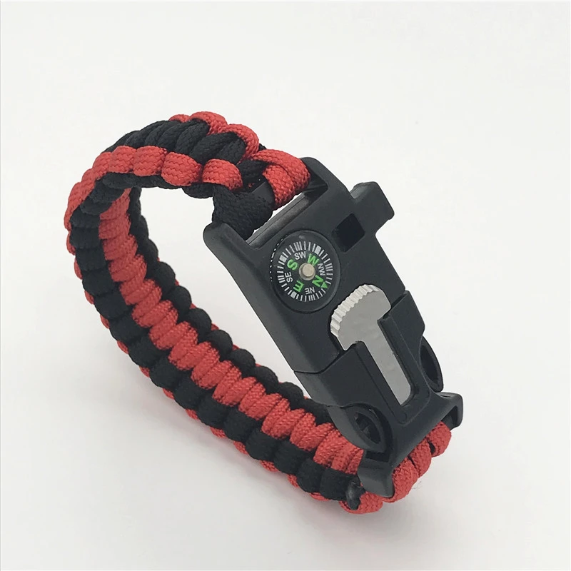 Red Black Многофункциональный тактический паракордовый браслет для выживания спасательный веревочный светильник скалолазание Подвеска из Паракорда шнур Открытый Инструменты для мужчин и женщин - Цвет: Red Black