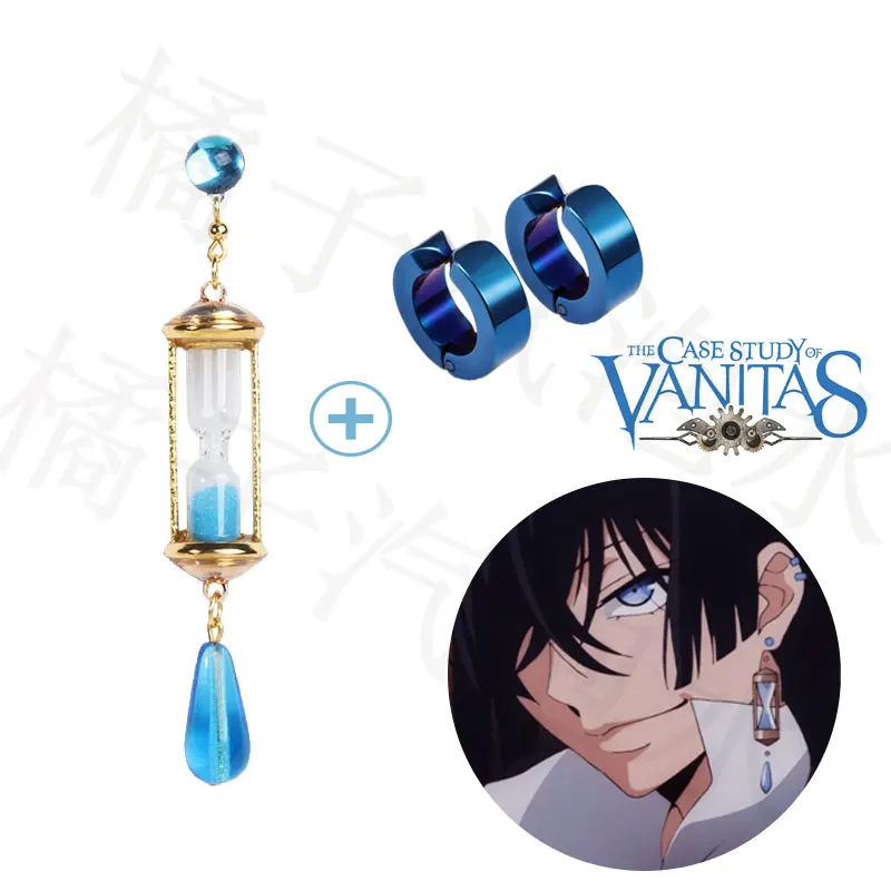 

New arrival The Case Study of Vanitas Cosplay Earrings Anime Vanitas Hourglass Ear Clips Handcraft Tassel Eardrop