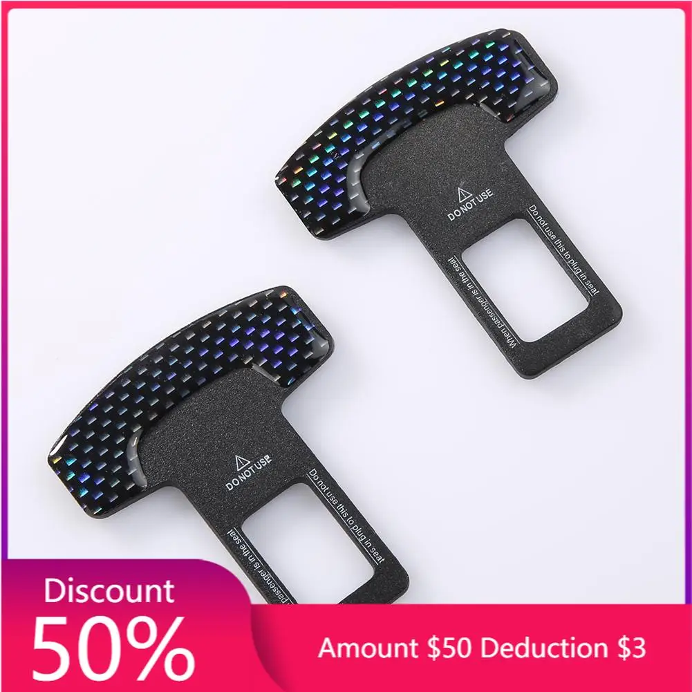 

2Pcs Safety Belt Buckles Real Carbon Fiber Car Seat Alarm Canceler Stopper Plug Buckle Seat belt Clip Car Safety Belt Extender
