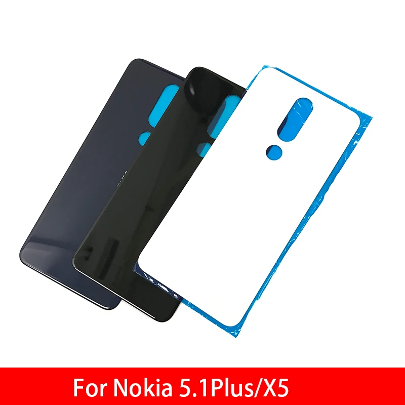 

10 шт./лот, для Nokia 5,1 Plus/X5, Задняя стеклянная панель, Крышка батарейного отсека, замена корпуса задней двери