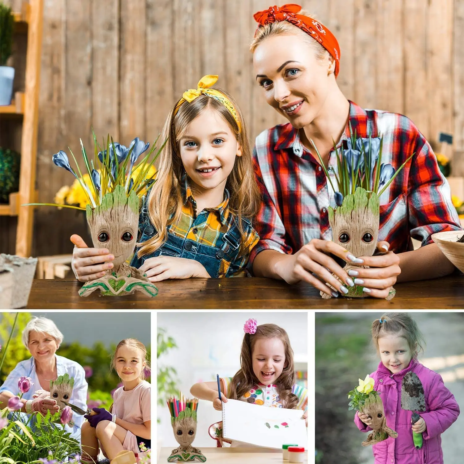 Цветочный горшок цветочный плантатор фигурки дерево человек милая модель