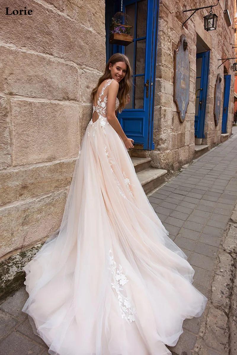 Платье Свадебное ТРАПЕЦИЕВИДНОЕ цвета шампанского из тюля | Свадьбы и торжества