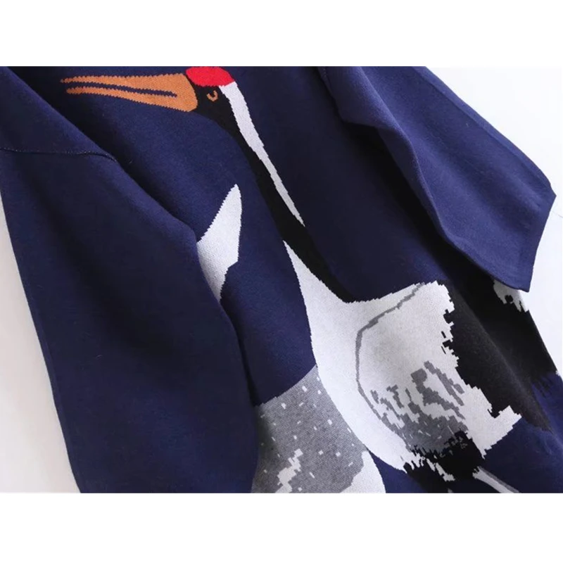 

Sweater Super Long 2021 Crane Knit Jacket Mid-length Super Long Loose Long Sleeve Women Cardigan Thick